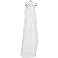 Rhinestone Heart Crown Tiara with Long Tulle Veil, White/Silver, One Size, Wearable Accessory for Wedding Shower/Bachelorette Front_Flat