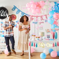 "Boy or Girl?" Plastic Reusable Cups, Blue/Pink, 16-oz, 25-pk, for Gender Reveal Composite_or_Mixed