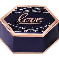 "Love" Hexagon Treat Party Boxes, Navy/Pink, 3-in, 8-pk, for Wedding/Anniversary Front_Elevated