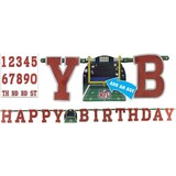 National Football League NFL "Happy Birthday" DIY Customizable Hanging Garland Banner Decoration, Brown, 2.7-ft, for Sports Party Front_Flat