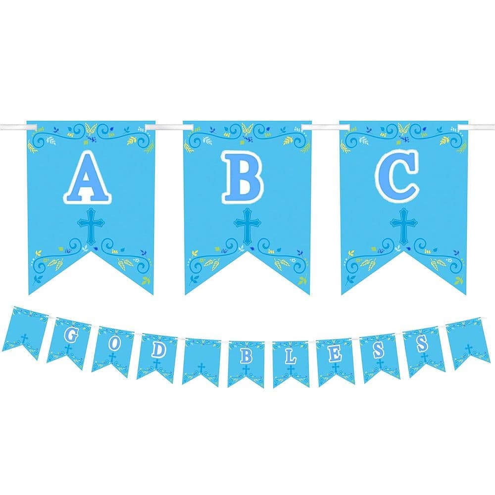 Sacraments Personalized Blue Pennant Banner Kit, 120-ct | Party City