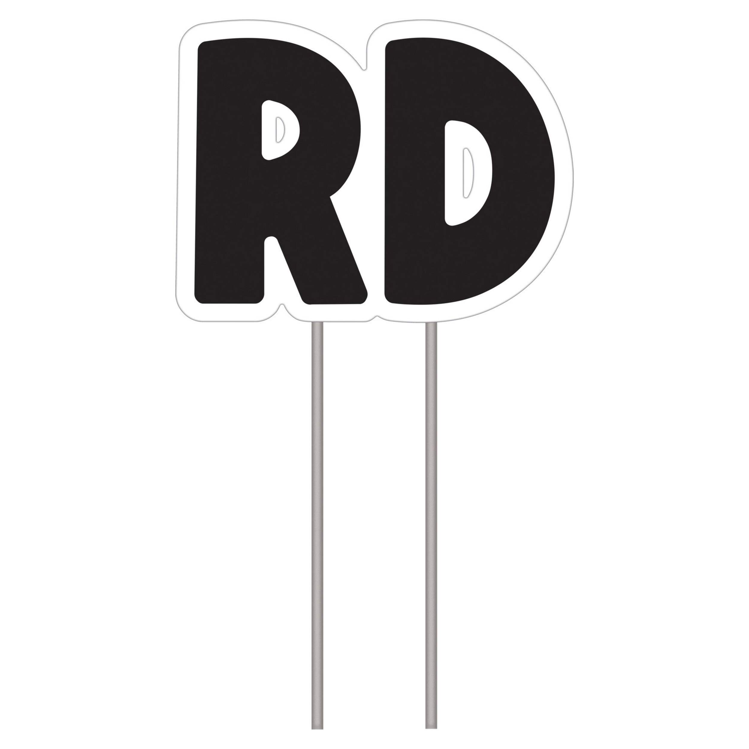 "RD" Outdoor Yard Stake Sign Decoration, Black, 24-in, for Birthday/Graduation/Wedding Front_Flat