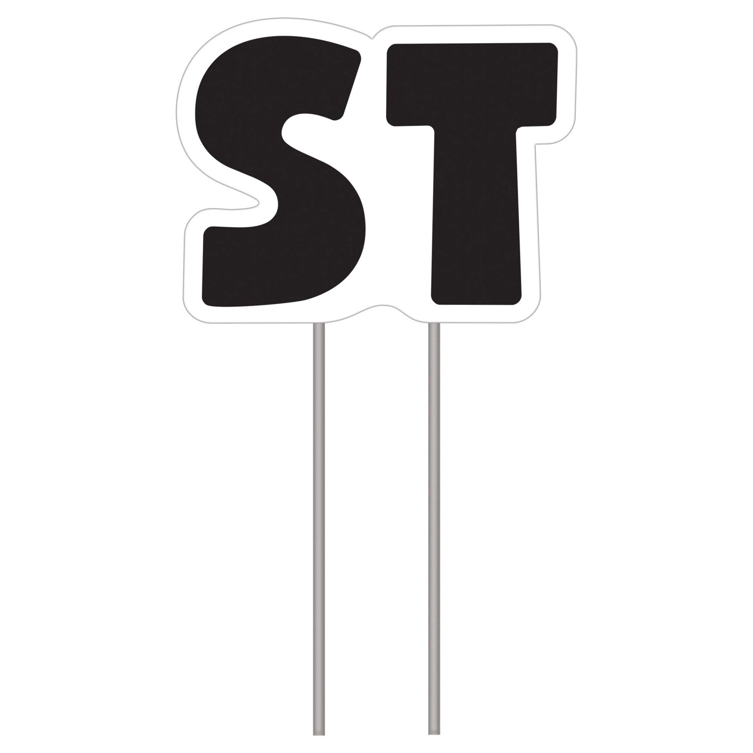 "ST" Outdoor Yard Stake Sign Decoration, Black, 24-in, for Birthday/Graduation/Wedding Front_Flat