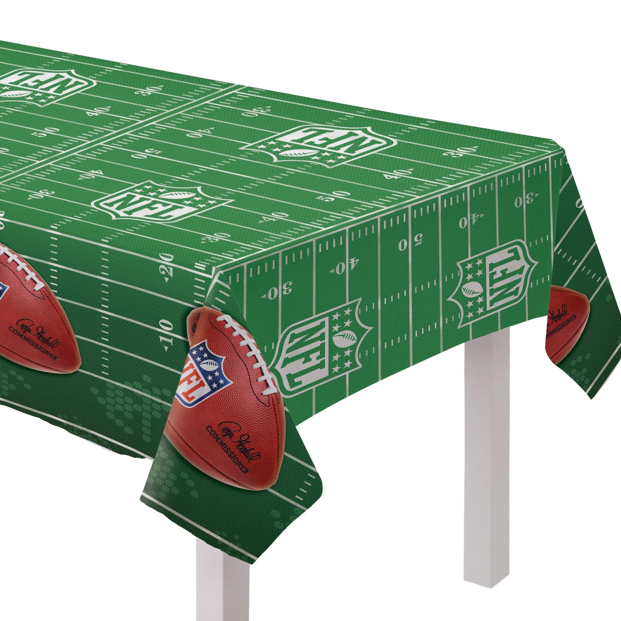 National Football League NFL Rectangle Plastic Reusable Table Cover, Green, 54x96-in, for Indoor and Outdoor Events/Sport Event/Birthday Party/ CloseUp