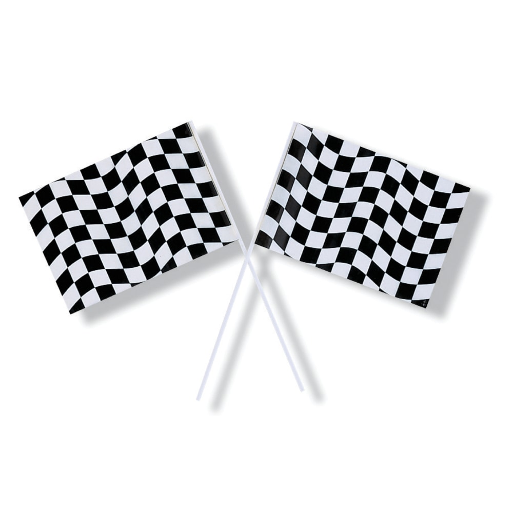Drapeau de course en plastique noir et blanc Party City