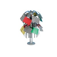 Racing Metallic Tinsel Spray Burst Checkered Flag Centrepiece Table Decoration, Black/White, Checker, 11-in, for Sports Party