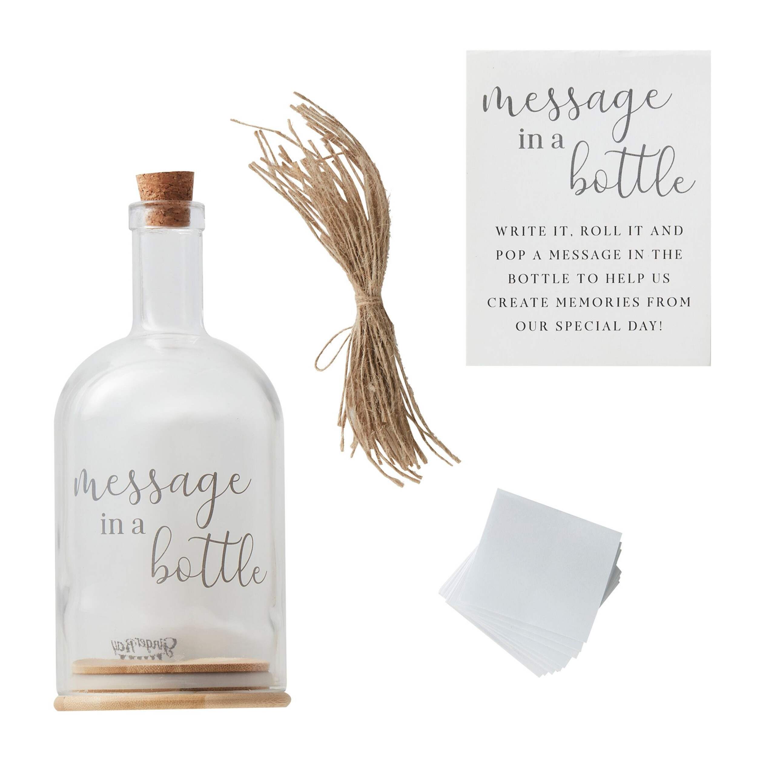 "Message in a Bottle" Glass Bottle, Clear/Brown, 10-in, for Birthday/Graduation/Wedding Message Gift Composite_or_Mixed