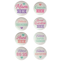 Mom To Be Assorted Multipack Glitter Pins, Multi-Coloured, One Size, 8-pk, Wearable Accessories for Baby Shower/Gender Reveal