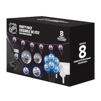 National Hockey League NHL Edmonton Oilers Party Kit with Plates, Napkins, Balloons, Cups & Banner Decoration, Blue, 8 Person Pack, for Hockey Themed Party