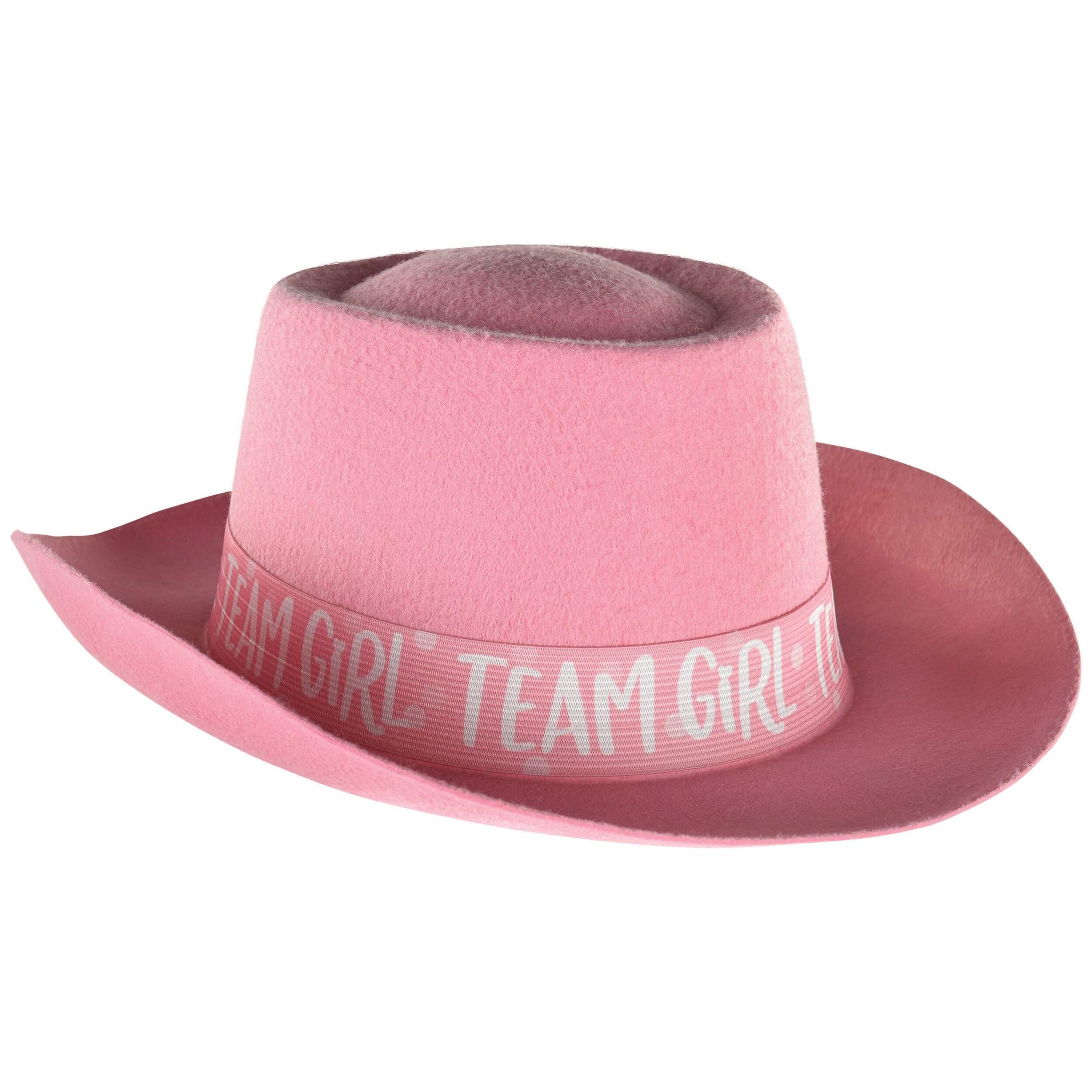 Team Gender Reveal Felt Hat, Pink, One Size, Wearable Accessory for Baby Shower/Gender Reveal Front_Three_Fourths_Angled_Right