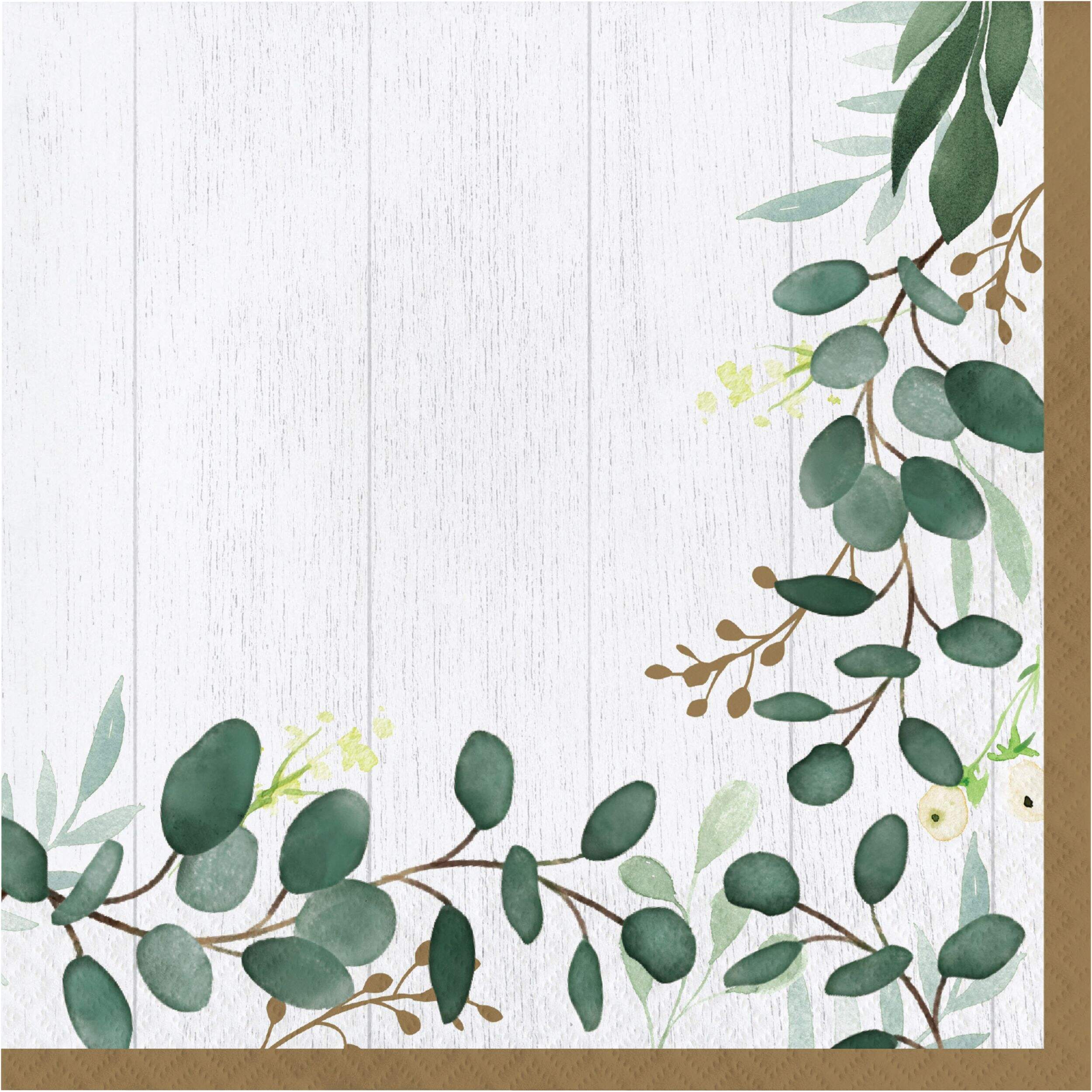 Serviettes de table au motif d'eucalyptus, paq. 16 Front_Flat