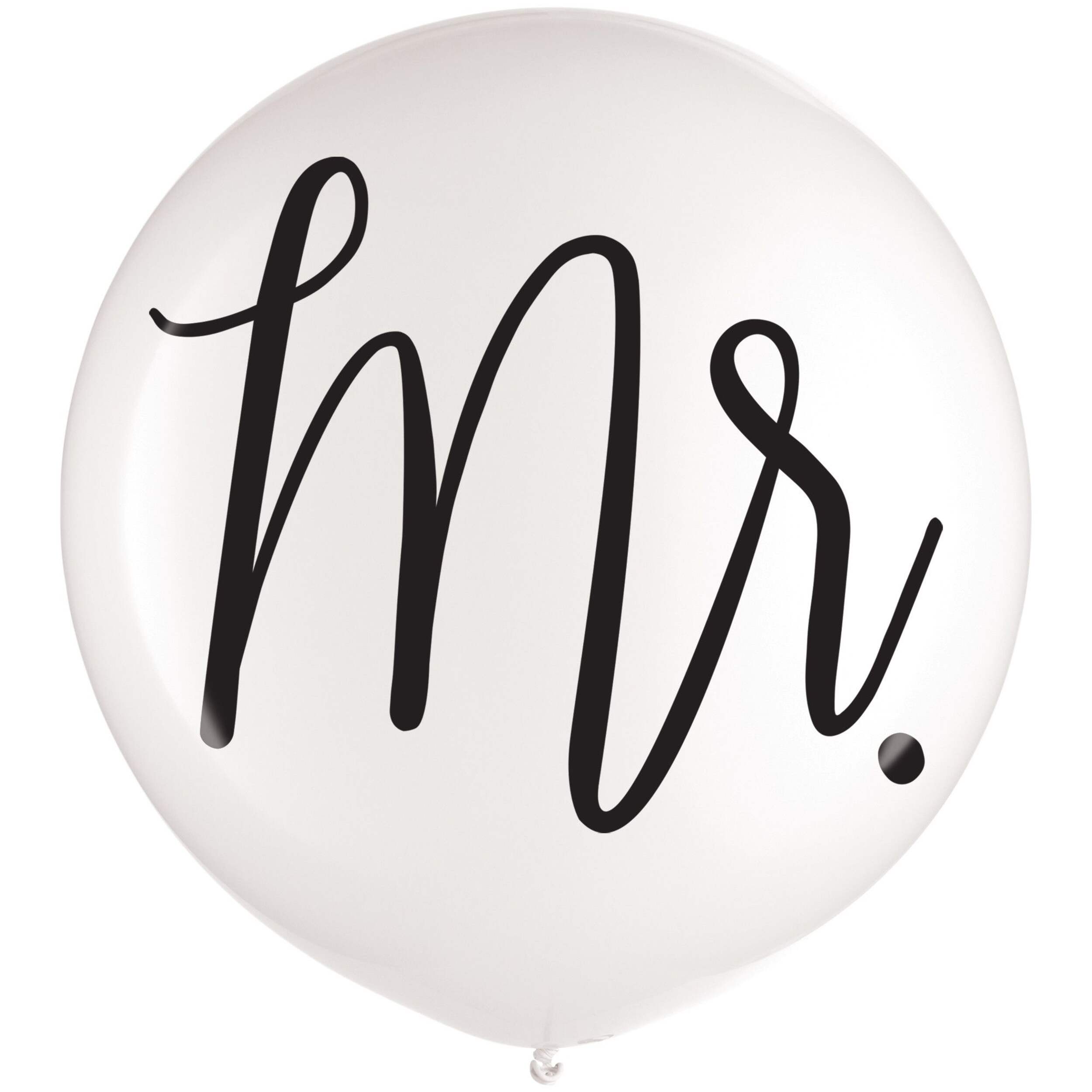 Ballon en latex rond Mr., blanc/noir, 24 po, pour mariage/fête de fiançailles Front_Flat