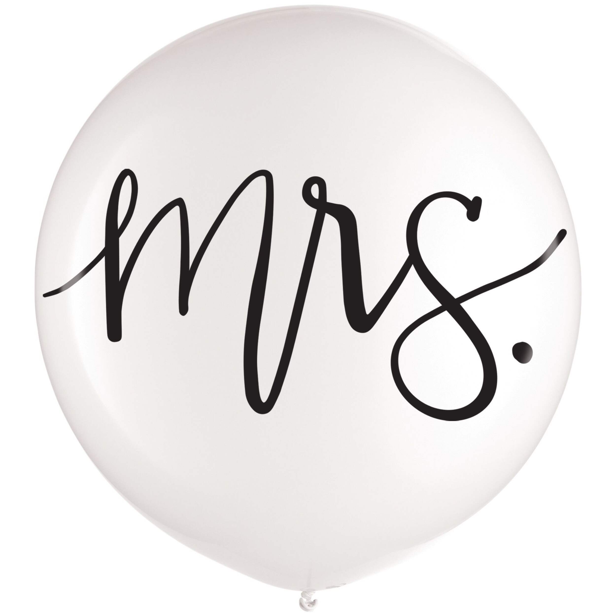 Ballon en latex rond Mrs., blanc/noir, 24 po, pour mariage/fête de fiançailles Front_Flat
