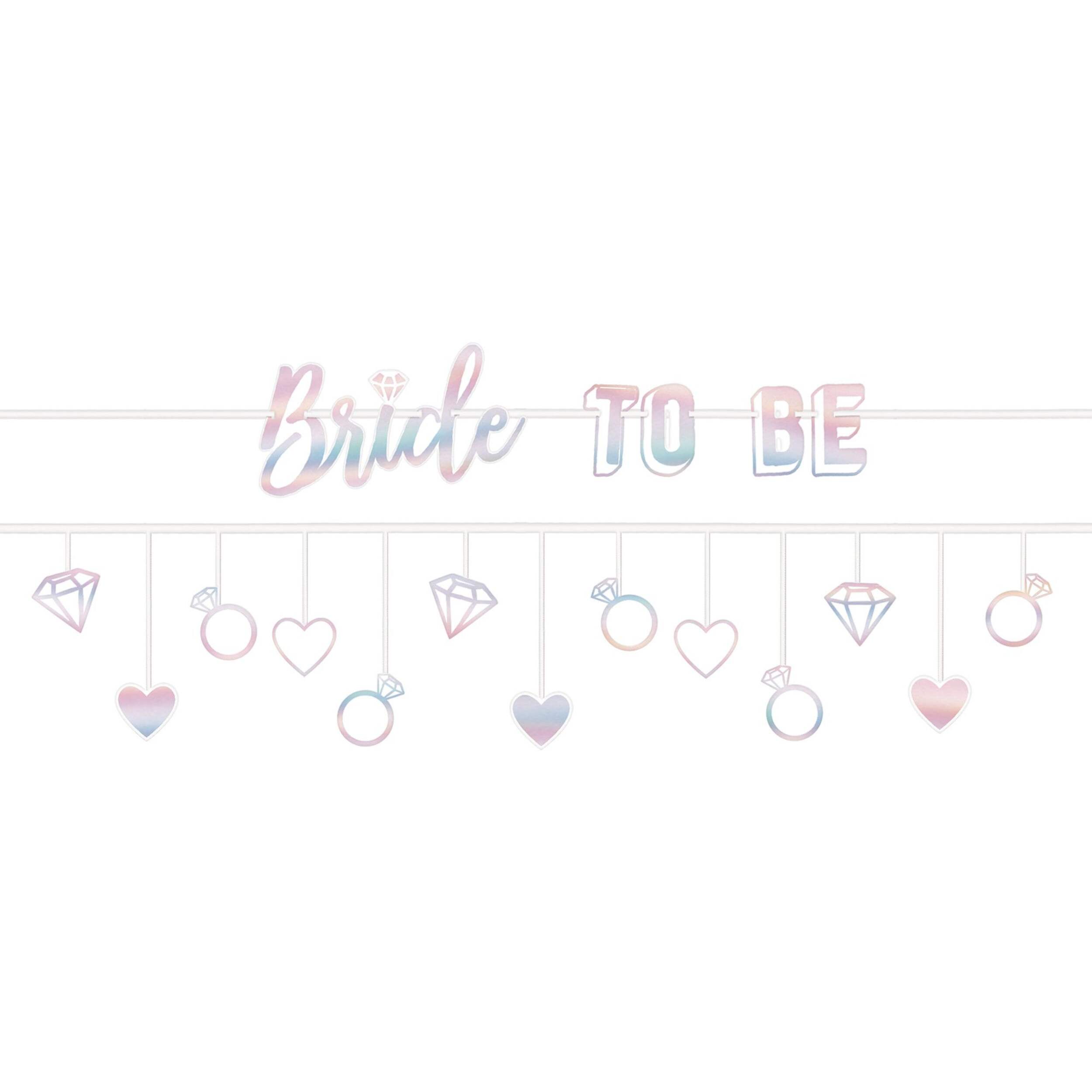 "Bride To Be" Foil Hanging Garland Banner Decoration, Purple/Blue, 11-ft, 2-pk, for Bridal Shower/Bachelorette Front_Flat