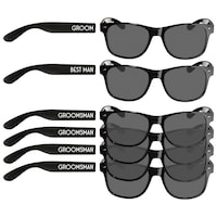 "Groom" & "Groomsman" Wearable Sunglasses, Black, One Size, 6-pk, for Bachelor Party/Wedding