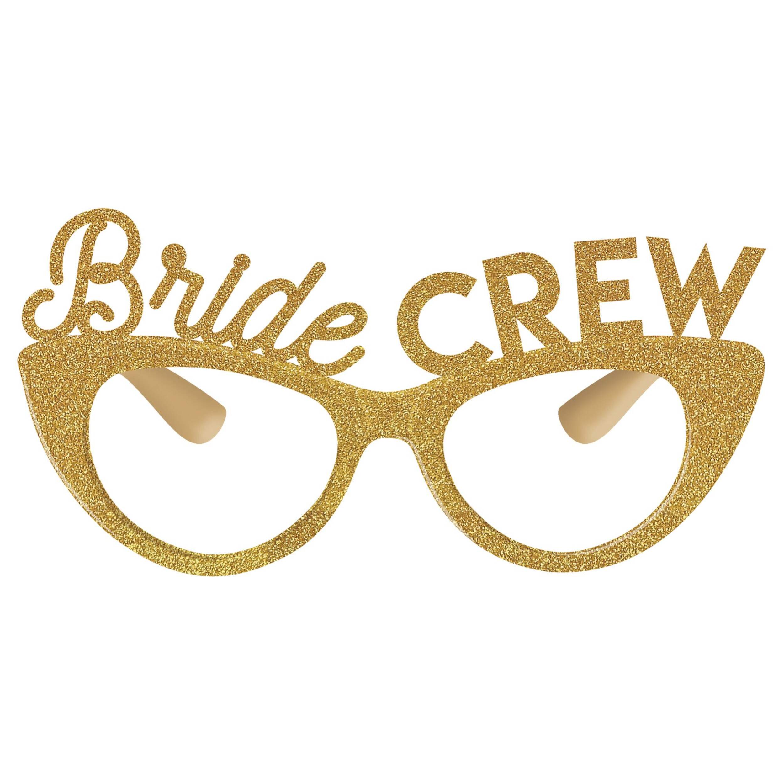 "Bride Crew" Cat Eye Shaped Glitter Eyeglasses, Gold, One Size, Wearable Accessory for Wedding Shower/Bachelorette Party Front_Flat