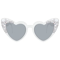 Heart-Shaped Bejeweled Pearl Sunglasses, White, One Size, Wearable Accessory for Wedding Shower/Bachelorette Party Front_Flat