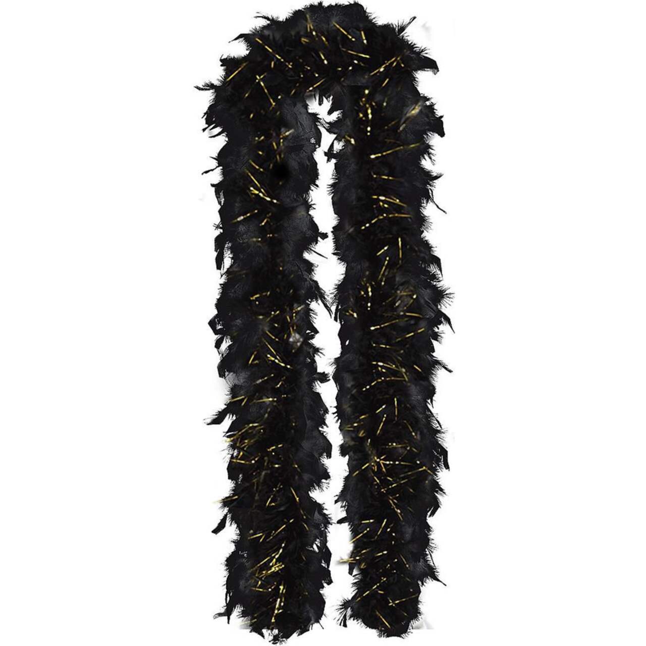 Boa en plumes scintillantes, noir/doré, 72 po, accessoire de costume à  porter pour l'Halloween