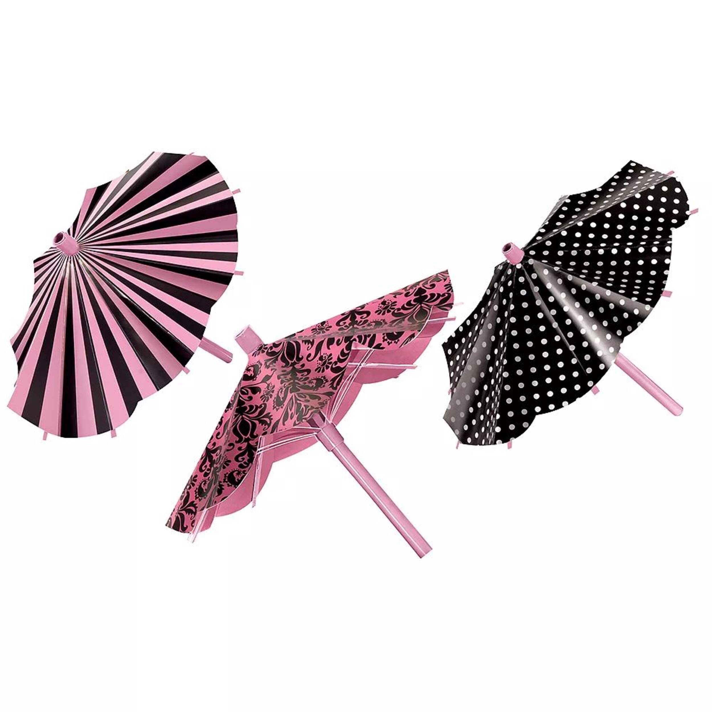 Décorations de parasols, rose et noir, paq. 3 Composite_or_Mixed