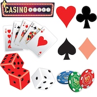 Roll the Dice "Casino" Table & Wall Cutout Decorations, Red, 11.5-in, 30-pk, for Game Night/Vegas/Birthday Party Front_Flat