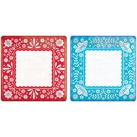 Fiesta Square Paper Disposable Dinner Plates, Red/Blue, 10-in, 20-pk, for Cinco de Mayo/Fiesta/Summer Party