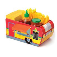 Taco Truck Holder, Red/Yellow, 9-in, for Cinco de Mayo/Fiesta/Summer Party
