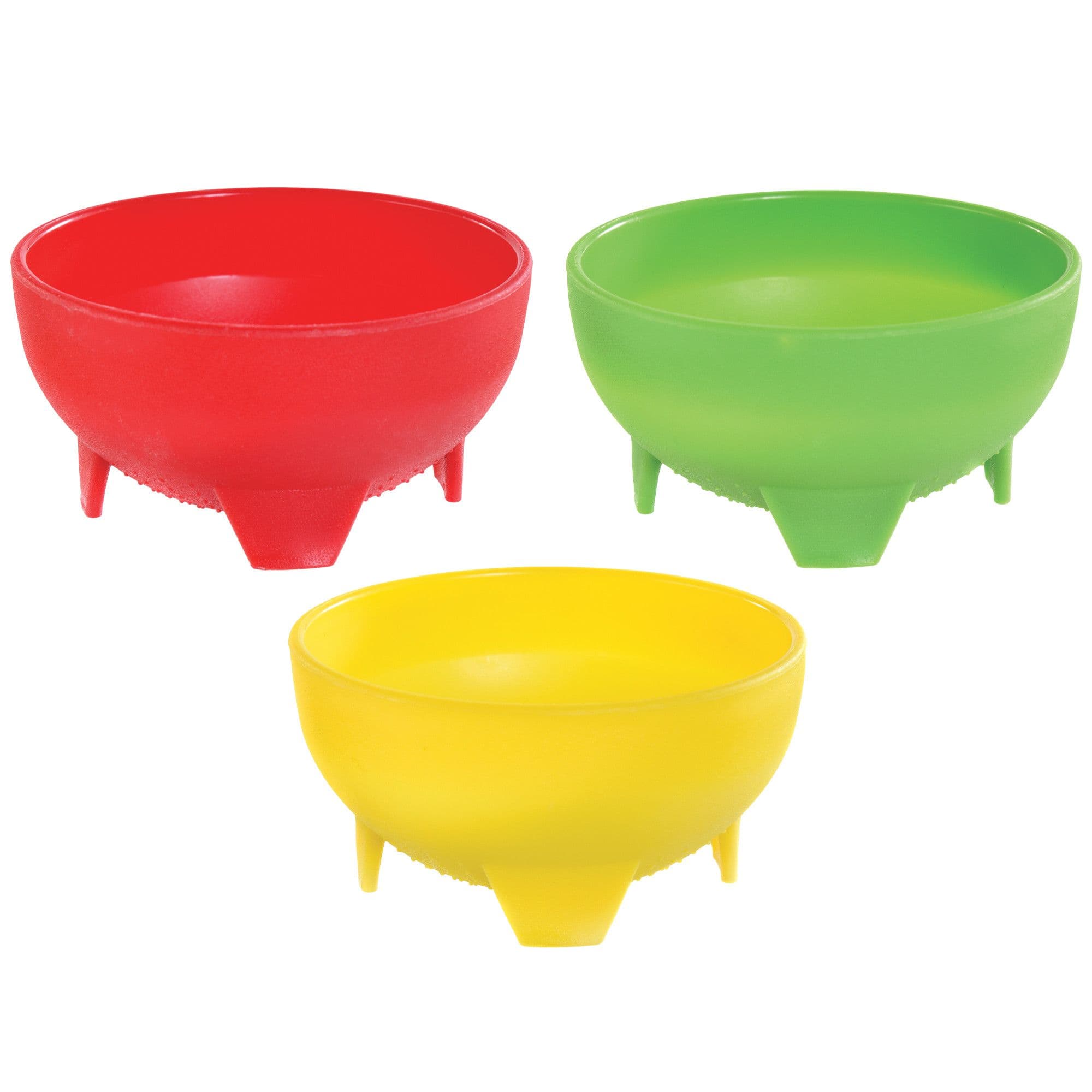 Fiesta Round Plastic Reusable Salsa Bowls Red Yellow Green 10 in 3 pk for Cinco de Mayo Fiesta Summer Party Party City