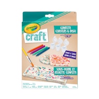 Crayola DIY Customizable Coaster Dish Craft Kit, Multi-Coloured, 16-pk, for Arts & Crafts/Birthday Favour