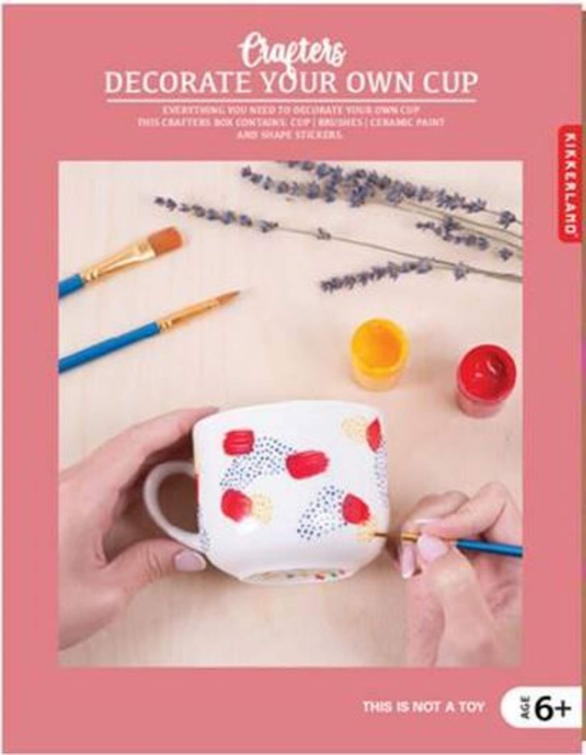 DIY Customizable Decorate-Your-Own Mug with Paint & Brushes Kit, White, Ages 6+, for Arts & Crafts/Birthday Favour, Customizable Mug Painting Kit Front_Flat