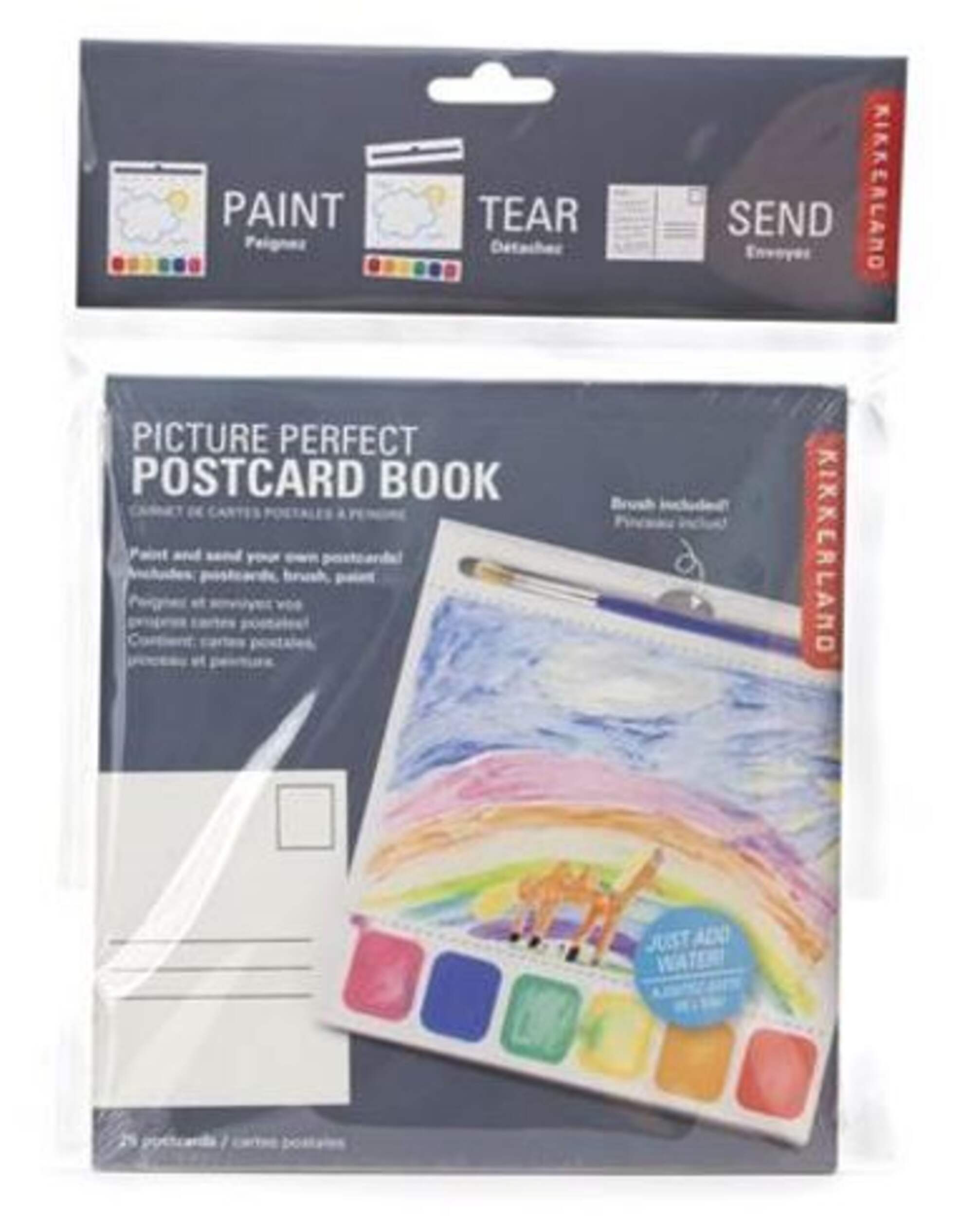 Postcard Book - Paint, Tear & Send, Multi-Coloured, for Arts & Crafts/Birthday Favour, Custom Postcards Front_Flat