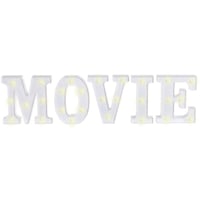 Movie Night "Movie" Light-Up Marquee Sign Table Centerpiece Decoration, White, 4-in, for Movie Nights/Carnival Front_Flat