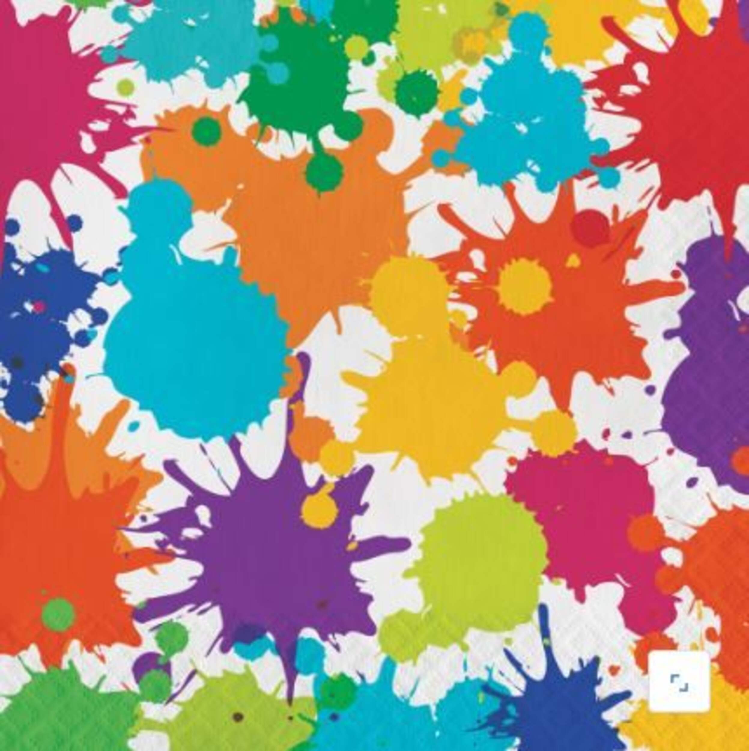 Art Party Square Paper Disposable Lunch Napkins, Multi-Coloured, 6.5-in, 16-pk, 2-ply, for Birthday Party Front_Flat