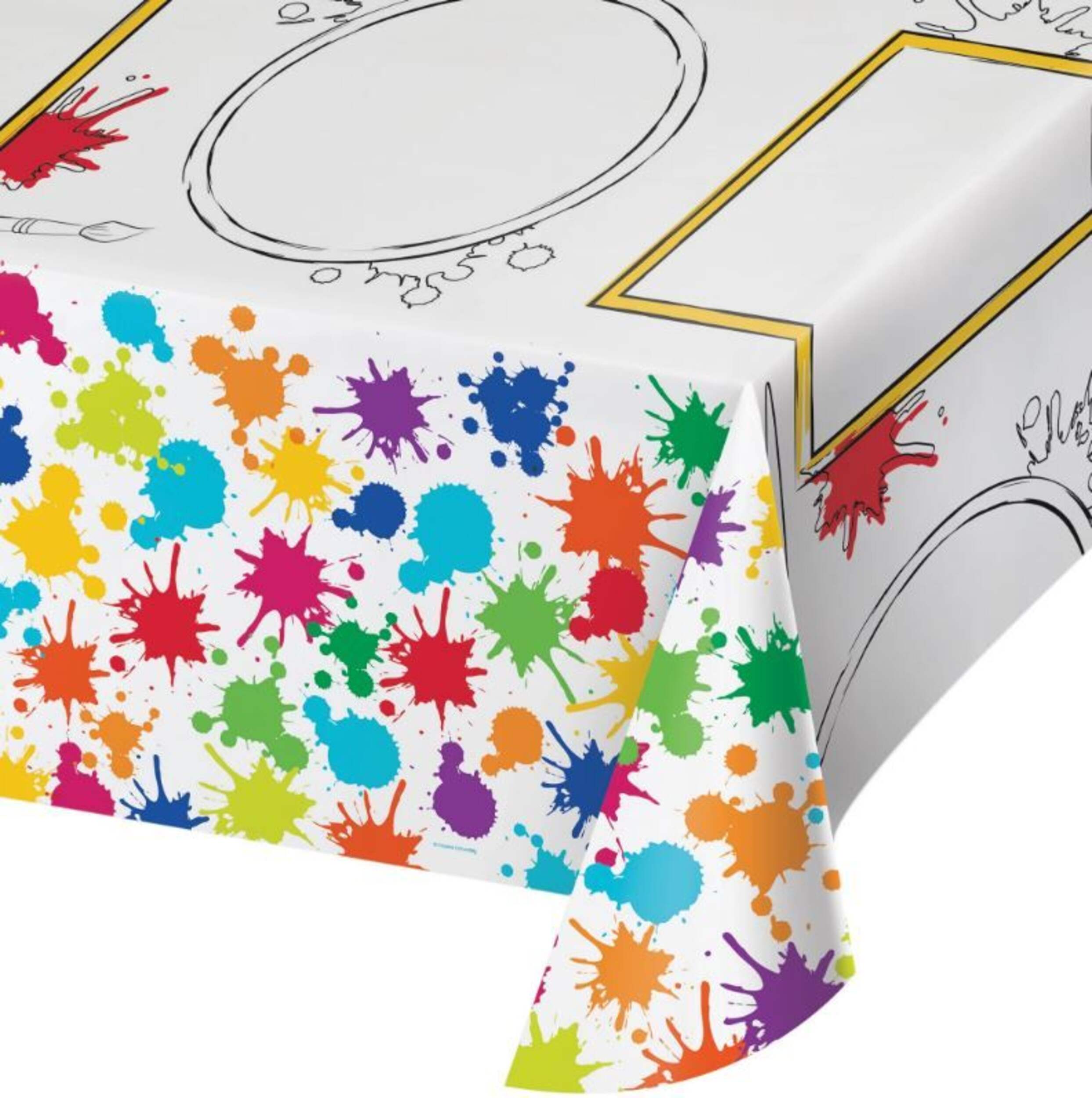Art Party Rectangle Plastic Reusable Table Cover, Multi-Coloured, 54x96-in, for Birthday Party Table Cover CloseUp