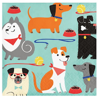 Serviettes à boissons Fête de chien, paq. 16 Overhead_Flat