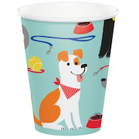 Dog Party Paper Disposable Cups, Blue, 9-oz, 8-pk, for Birthday Party Front_Elevated
