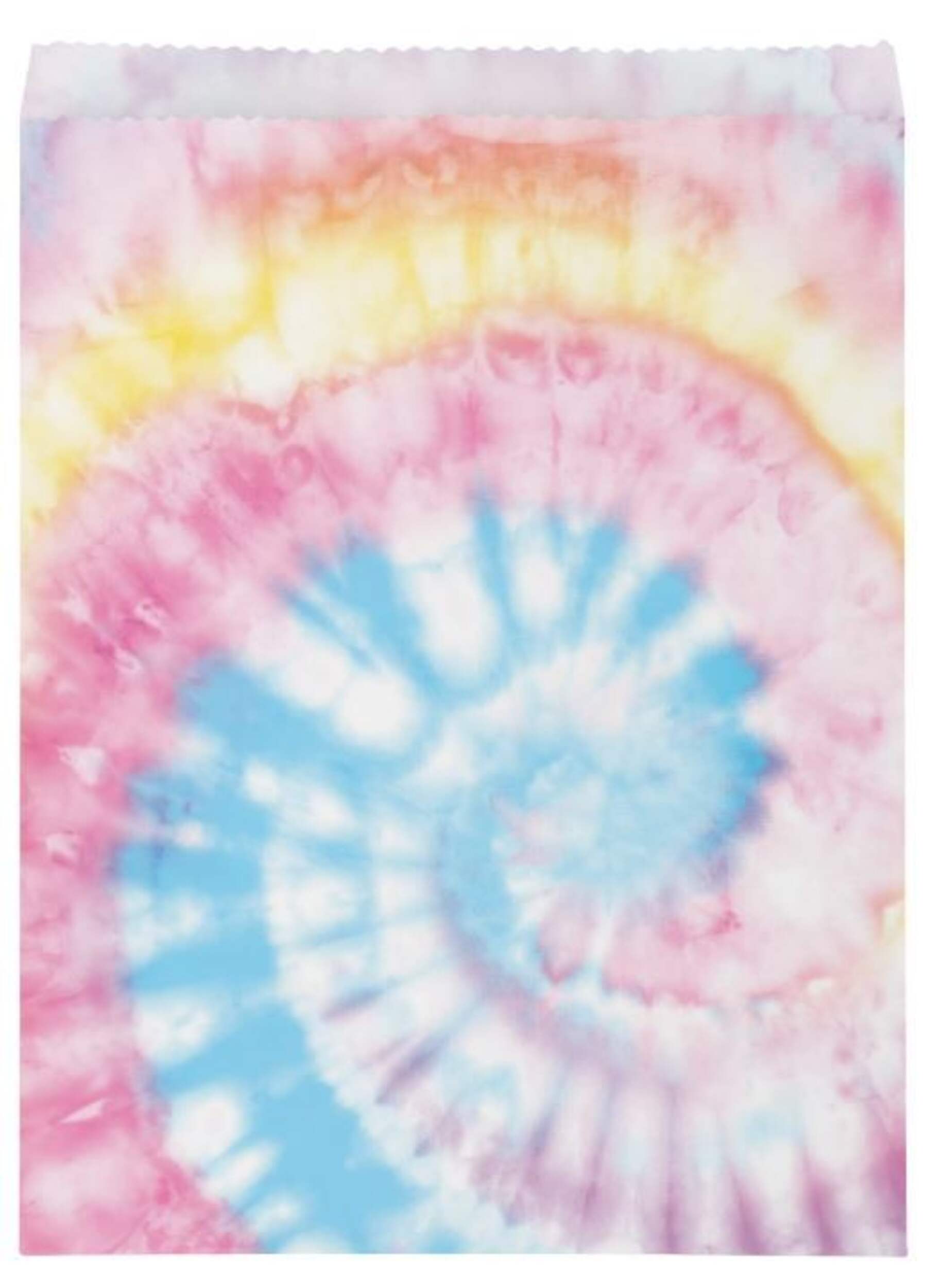 Tie Dye Rectangle Paper Party Treat Bags, Multi-Coloured, 8.75-in, 8-pk, for Birthday Party Front_Flat