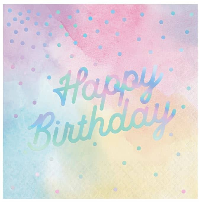 Iridescent Party Happy Birthday Napkins, 16-pk | Party City