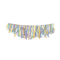 Hanging Tissue Fringe Garland Banner Decoration, Pastel Multi-Coloured, 6-ft, for Birthday/Gender Reveal/Baby Shower Front_Flat