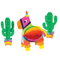 Fiesta Llama Sign Table Centerpiece Decorations, Multi-Coloured, 6.75-in, 2-pk, for Cinco de Mayo/Fiesta/Summer Party Front_Flat