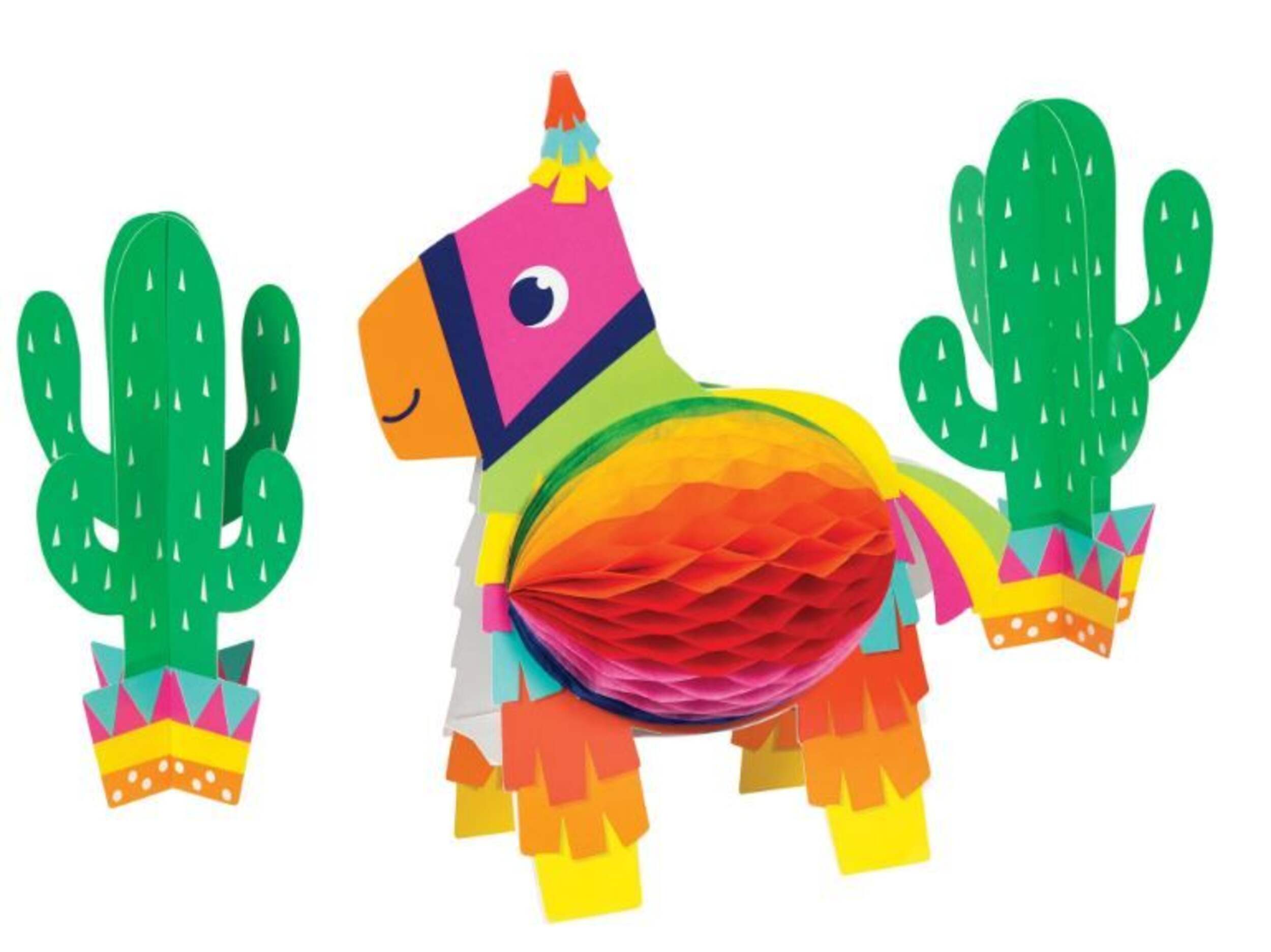 Fiesta Llama Sign Table Centerpiece Decorations, Multi-Coloured, 6.75-in, 2-pk, for Cinco de Mayo/Fiesta/Summer Party Front_Flat