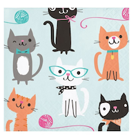 Serviettes à boissons Fête de chat, paq. 16 Front_Flat