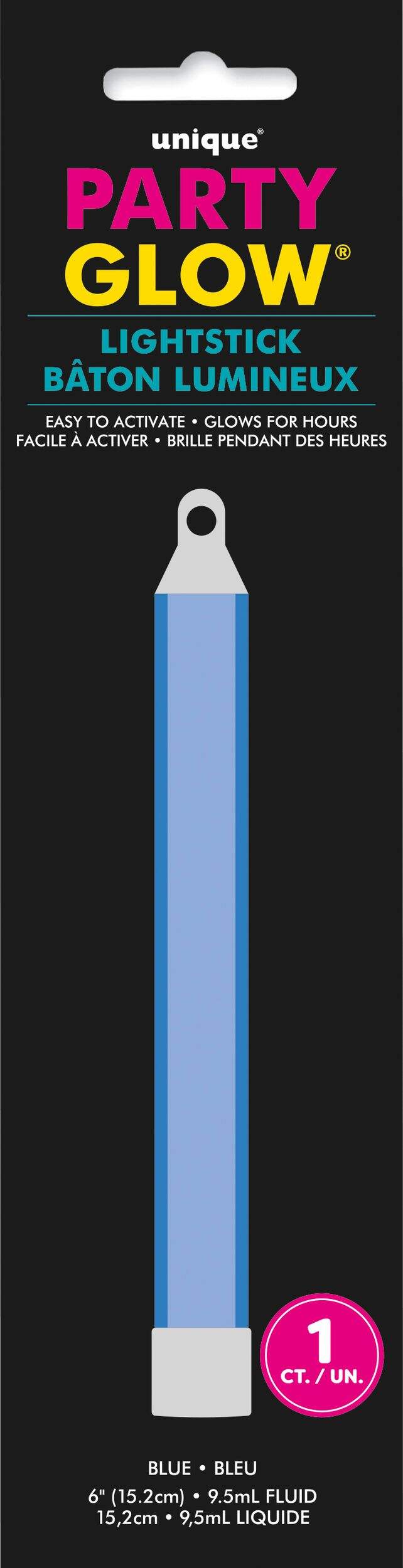 Bâton lumineux, 6 po, bleu Front_Flat