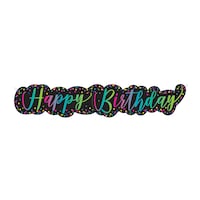 "Happy Birthday" Hanging Garland Banner Decoration, Black, 4.5-ft, for Birthday Party Front_Flat