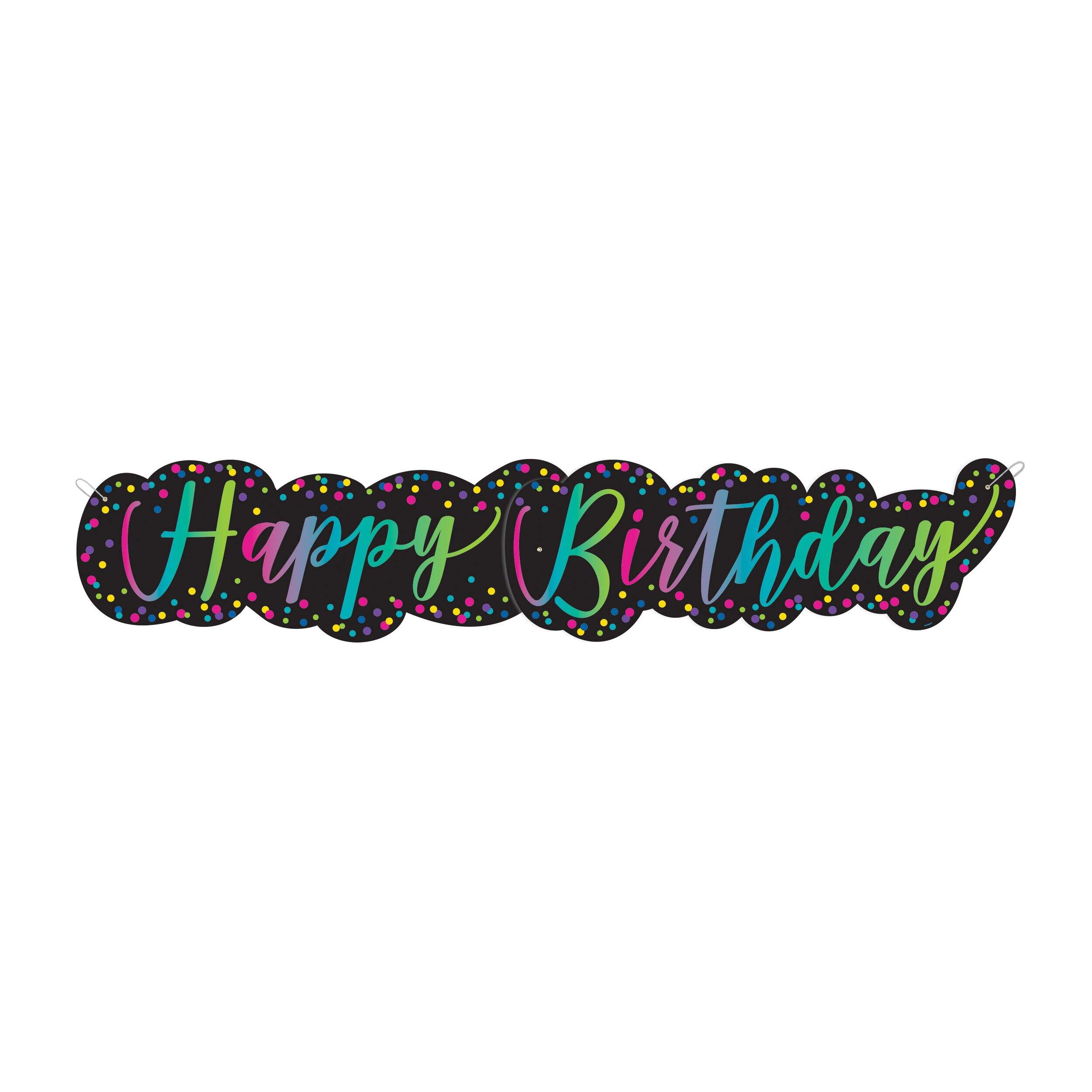 "Happy Birthday" Hanging Garland Banner Decoration, Black, 4.5-ft, for Birthday Party Front_Flat