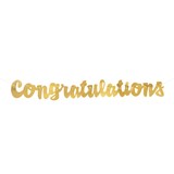 "Congratulations" Foil Hanging Garland Banner Decoration, Gold, 3.5-ft, for Graduation/Engagement/Retirement Front_Flat
