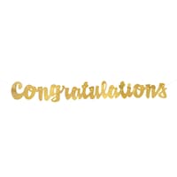 "Congratulations" Foil Hanging Garland Banner Decoration, Gold, 3.5-ft, for Graduation/Engagement/Retirement Front_Flat