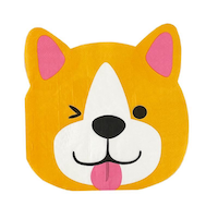 Dog Party Square Paper Disposable Lunch Napkins, Orange, 6.5-in,16-pk, 2-ply, for Birthday Party