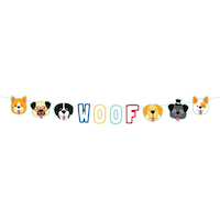 Dog Party "Woof" Hanging Garland Banner Decoration, Multi-Coloured, 8-ft, for Birthday Party