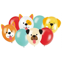 Dog Party Round Latex Balloon Decorating Kit, Red/Blue/Yellow, 10-in, 8-pk, for Birthday Party