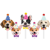 Bougies en cire chiens portant des chapeaux de fête Fête de chien, multicolore, 1,4 po, paq. 5, pour fête d'anniversaire Front_Flat